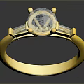 Elegant Gold Ring With Large Transparent Gemstone And Small Accent Stones