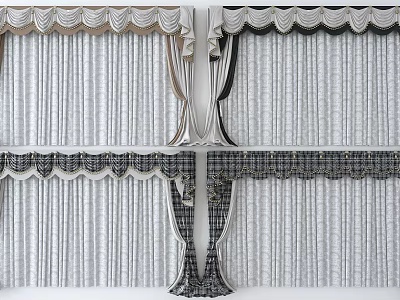 Elegant Curtain Designs With Decorative Valance And Textured Fabric In Neutral Tones 3d model