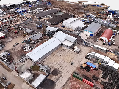 Aerial View Of Industrial Landscape With Factories Warehouses Vehicles And Equipment 3d model