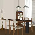 Quiet wind small apartment dining table for four 3d model