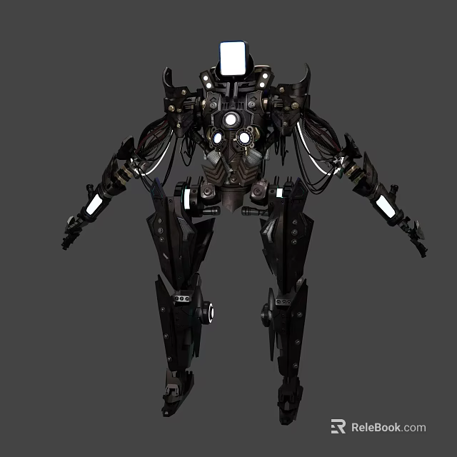 Futuristic Intelligent Machine with Mechanical Structure Metallic Body and Articulated Joints 3d model 