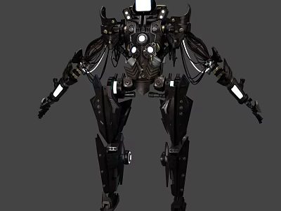 Futuristic Intelligent Machine with Mechanical Structure Metallic Body and Articulated Joints 3d model