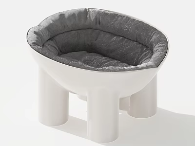 Comfortable Pet Bed With White Cylindrical Legs And Soft Gray Cushion For Daily Living 3d model