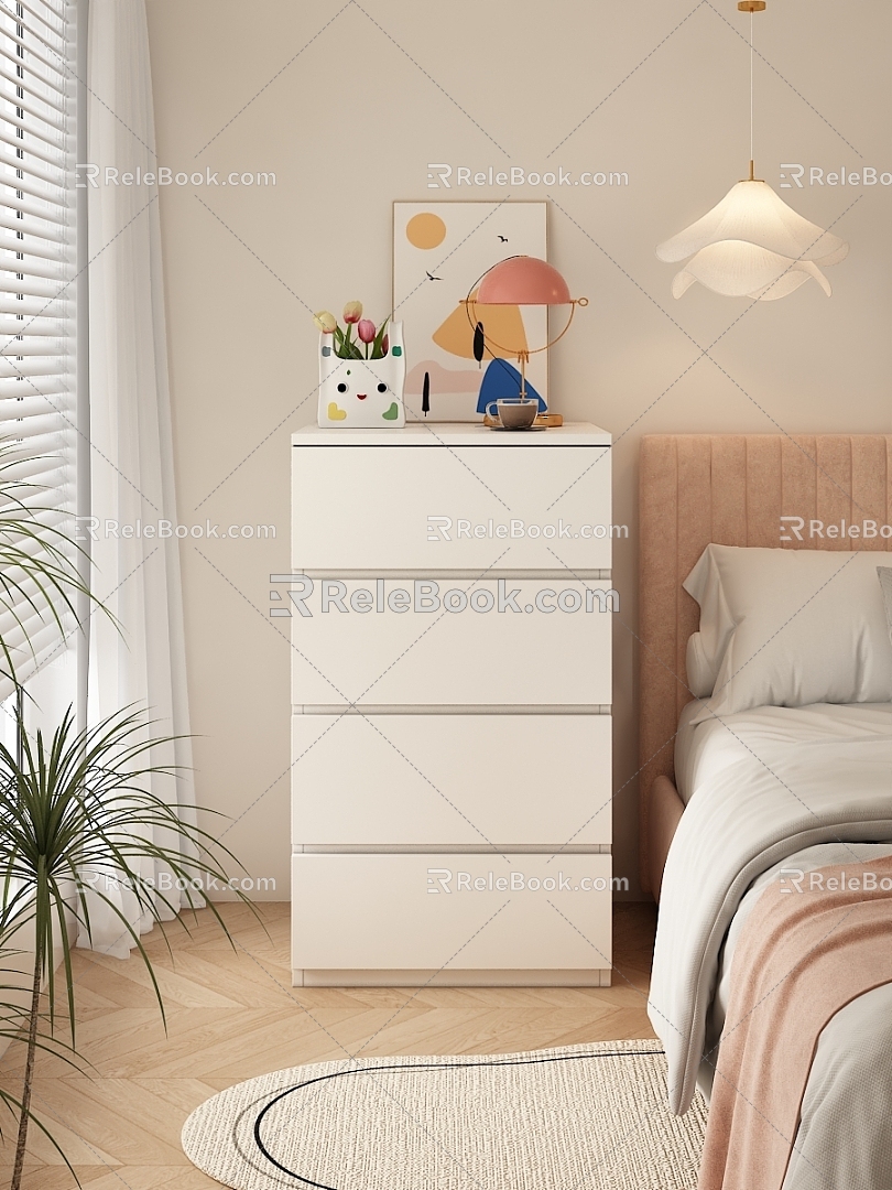 Bedroom Bucket Bedside Cabinet Storage Rack 3d model