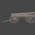 Old Fashioned Wooden Wagon With Large Spoked Wheels And Open Cart