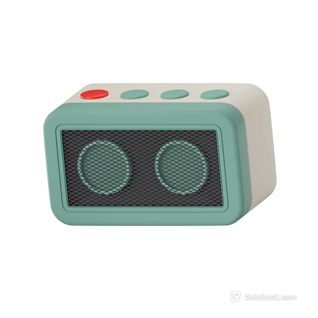 Smart Wireless Speaker With Green And White Compact Design Dual Circular Speakers And Control Buttons 3d model 