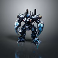 Futuristic Robot Game And Movie Character With Blue Black Armor Mechanical Design