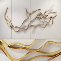 Elegant Gold Curved Metal Wall Decor Design For Modern White Interior Spaces