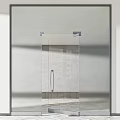 Modern Interior Glass Hinged Doors With Black Frame And Handle Design 3d model