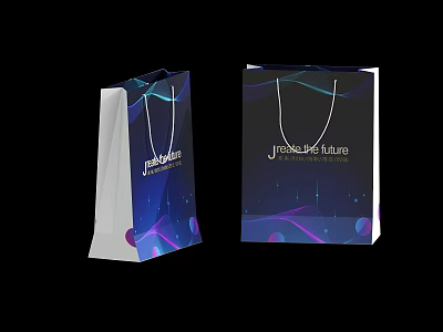 Jesse&Luture Shopping Bags With Purple Blue Wavy Starry Design And Handle Straps 3d model