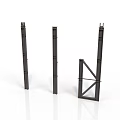 Black Metal Engineering Structural Components With Vertical Posts And Triangular Support Frames 3d model