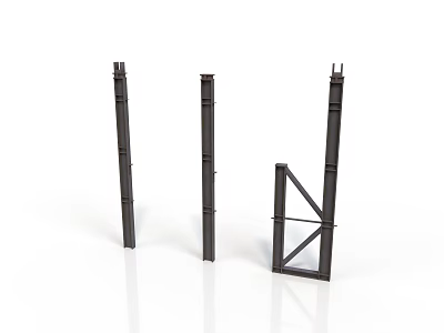 Black Metal Engineering Structural Components With Vertical Posts And Triangular Support Frames 3d model
