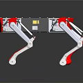 Quadruped Robotic Equipment With Red White Legs And Mechanical Body Design