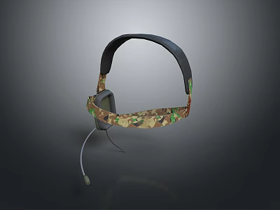Camouflage Pattern Computer Headset For Gaming With Adjustable Microphone And Headband 3d model