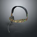 Camouflage Pattern Computer Headset For Gaming With Adjustable Microphone And Headband 3d model