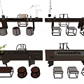 Modern Minimalist Tea Table And Chairs With Wooden Tabletop Stools And Tea Sets