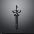 Ancient Decorative Sword With Pagoda Shaped Pommel Ornate Hilt And Colorful Blade