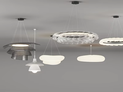 Various Modern Chandeliers with Different Shapes and Hanging Designs for Home Interior Decor 3d model