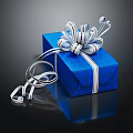 Blue Decorative Gift Box With White Ribbon Bow For Festive Gifting