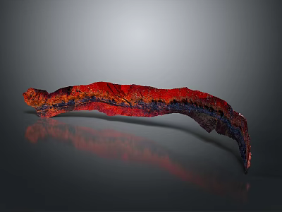 Stunning Landscape with Curved Red and Black Rock Formation and Reflection in Gray Sky 3d model