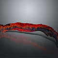 Stunning Landscape with Curved Red and Black Rock Formation and Reflection in Gray Sky