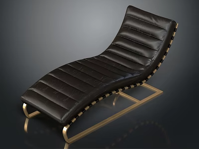 Modern Black Leather Chaise Lounge With Gold Metal Frame Stitched Details And Elegant Design 3d model