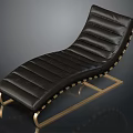 Modern Black Leather Chaise Lounge With Gold Metal Frame Stitched Details And Elegant Design