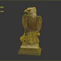 Eagle Sculpture Carving With White Head Red Body Standing On Wooden Base With Grape Vine