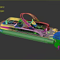 Sleek Modern Yacht With Green Accents Black Seats And Steering Wheel