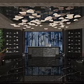 Elegant SPA Sauna Interior With Circular Mirror Sofa Seating Green Plants And Decorative Lights