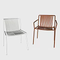 Two Modern Leisure Chairs With White And Brown Woven Backrests Armrests And Slim Legs
