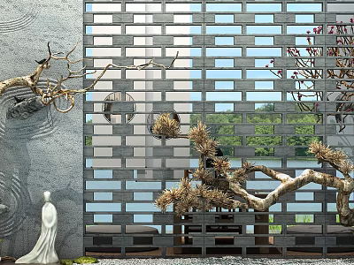 New Chinese Gardening Sits Dead Trees Landscaping 3d model