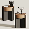 Modern Side Tables With Geometric Structure Black Gray And Wood Tones Decorative Items 3d model