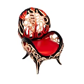 Single Sofa With Red Cushion Intricate Black Gold Hollow Modern Artistic Design