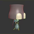 Cute Unique Decorative Lamp With Gray Lampshade Blue Mouse White Ears Pink Nose