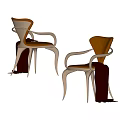 Modern Dining Chairs With Metal Frame Armrest Design And Brown Blanket Decor
