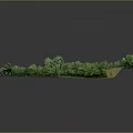 Cartoon Country Scene With Green Meadow Trees Small Houses And Rolling Hills