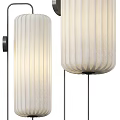 Modern Cylindrical Wall Lamps With White Striped Lampshades And Illuminated Design