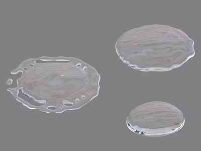 Transparent Glass Decorative Ornament Set With Textured Surfaces And Irregular Edges 3d model