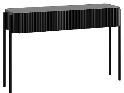 Sleek Black Dresser With Vertical Ribbed Design And Slim Support Legs 3d model