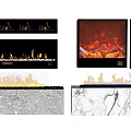 Various Modern Fireplace Designs With Realistic Flame Effects And Marble Stone Bases