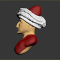 Woman Wearing Red Outfit And White Turban With Red Accent Bust Sculpture