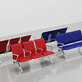 Modern Public Chairs in Various Colors Arranged in Indoor Space with Smooth Floor Reflection