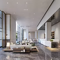 Elegant Modern Luxury Sales Office With Spacious Lounge Area And Bright Marble Interior Design