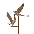 Decorative Lamp Featuring Bird Shaped Design With Metallic Wings And Warm Glow For Interior Decoration
