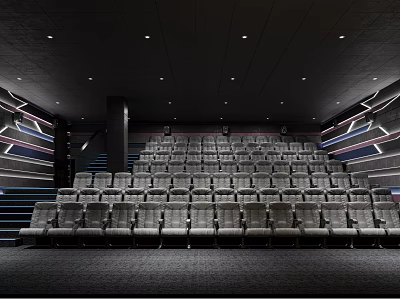 Modern Cinema Interior Design With Rows Of Comfortable Seats And Stylish Lighting 3d model