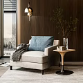 Modern Single Sofa Fabric Casual Sofa Chair 3d model
