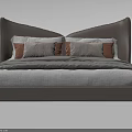Modern Double Bed Design With Upholstered Headboard And Cozy Bedding 3d model
