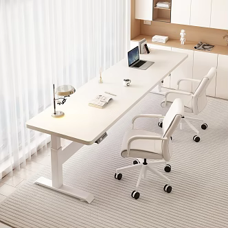 Modern Cream Desk 3d model