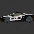 Modern Black White Police Functional Vehicle with Red Blue Lights Sleek Design Alloy Wheels